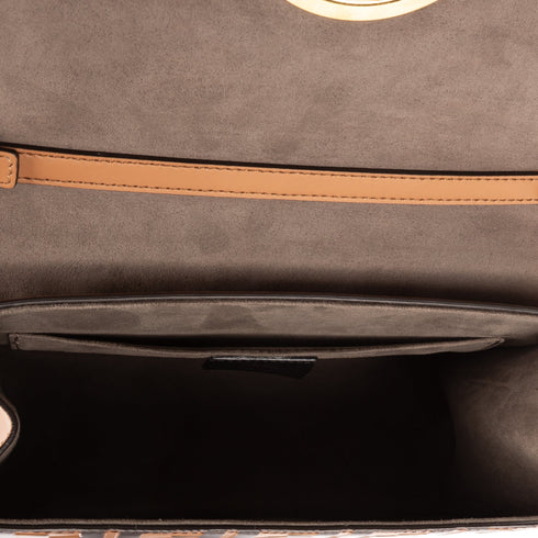 Kan I F Shoulder Bag Leather with Zucca Embossed Detail Medium