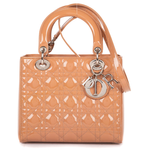 Lady Dior Bag Cannage Quilt Patent Medium