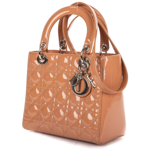 Lady Dior Bag Cannage Quilt Patent Medium