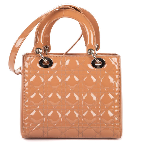 Lady Dior Bag Cannage Quilt Patent Medium