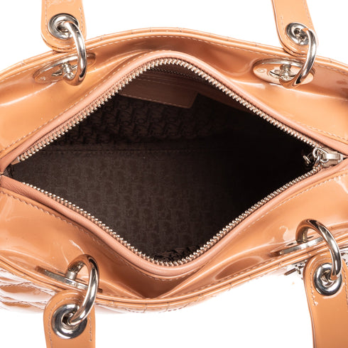 Lady Dior Bag Cannage Quilt Patent Medium