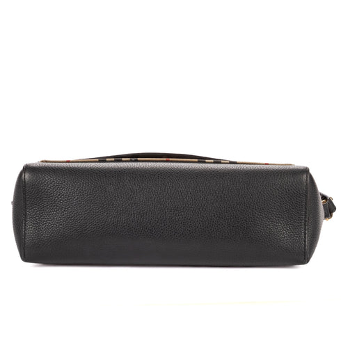 Note Crossbody Bag Leather with Vintage Check Canvas Medium