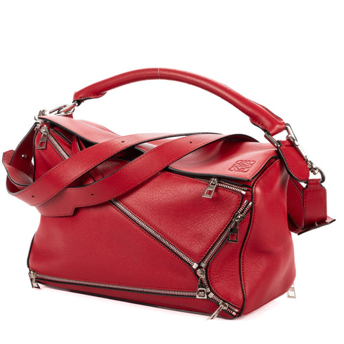 Puzzle Bag Zipper Embellished Leather Medium