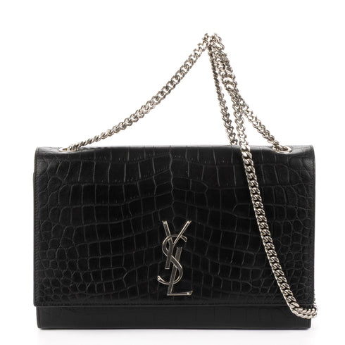 Classic Monogram Crossbody Bag Crocodile Embossed Leather Large