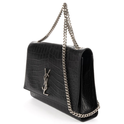 Classic Monogram Crossbody Bag Crocodile Embossed Leather Large