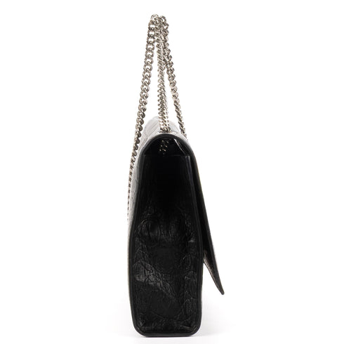 Classic Monogram Crossbody Bag Crocodile Embossed Leather Large