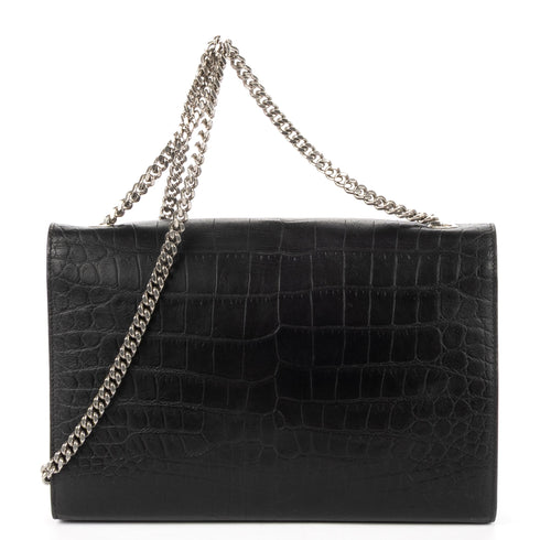 Classic Monogram Crossbody Bag Crocodile Embossed Leather Large