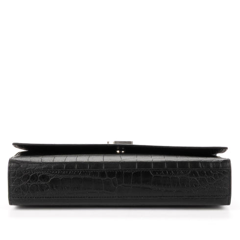 Classic Monogram Crossbody Bag Crocodile Embossed Leather Large