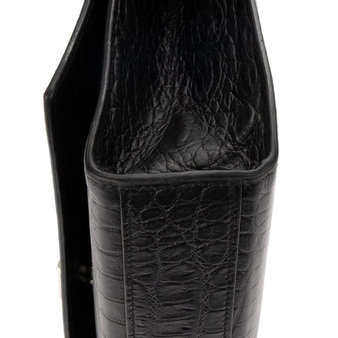 Classic Monogram Crossbody Bag Crocodile Embossed Leather Large