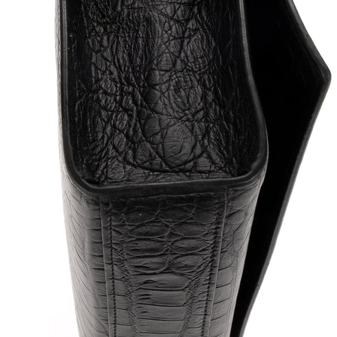 Classic Monogram Crossbody Bag Crocodile Embossed Leather Large