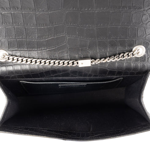 Classic Monogram Crossbody Bag Crocodile Embossed Leather Large