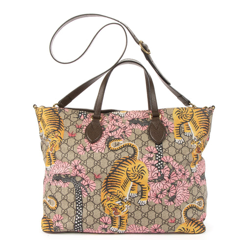 Convertible Soft Tote Bengal Print GG Coated Canvas Medium