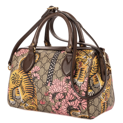 Boston Bag Bengal Print GG Coated Canvas Small