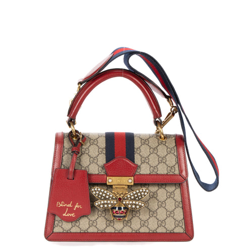 Queen Margaret Top Handle Bag GG Coated Canvas with Leather Small