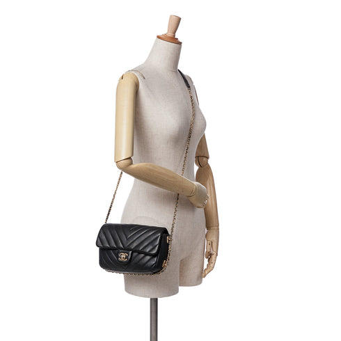 Chain Around CC Flap Bag Chevron Lambskin Mini