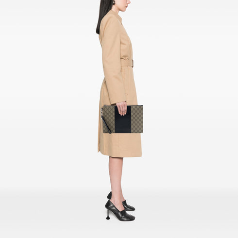 Double Web Belt Bag GG Coated Canvas with Leather