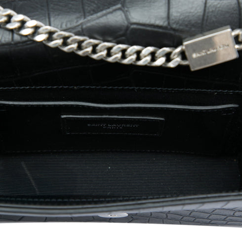 Classic Monogram Tassel Crossbody Bag Crocodile Embossed Leather Small