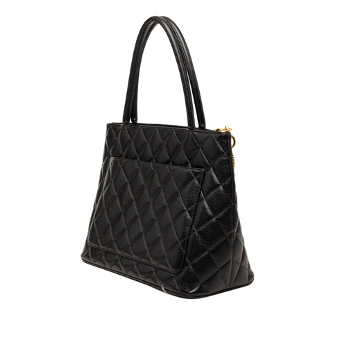Medallion Tote Quilted Caviar
