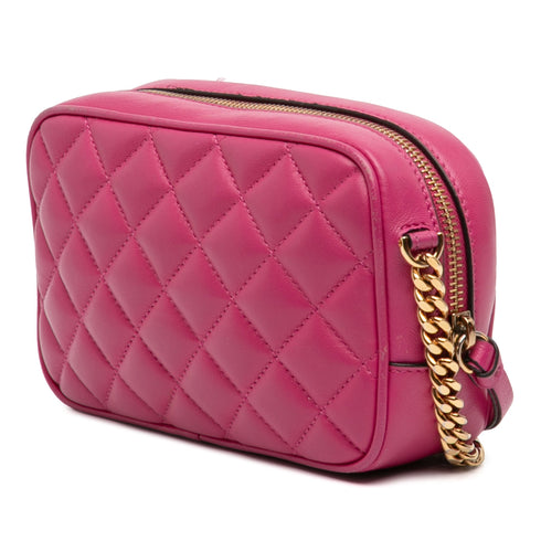 Medusa Icon Front Slip Pocket Camera Bag Quilted Leather Small