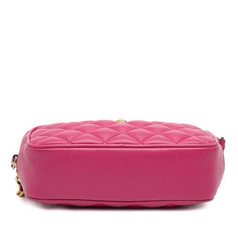 Medusa Icon Front Slip Pocket Camera Bag Quilted Leather Small