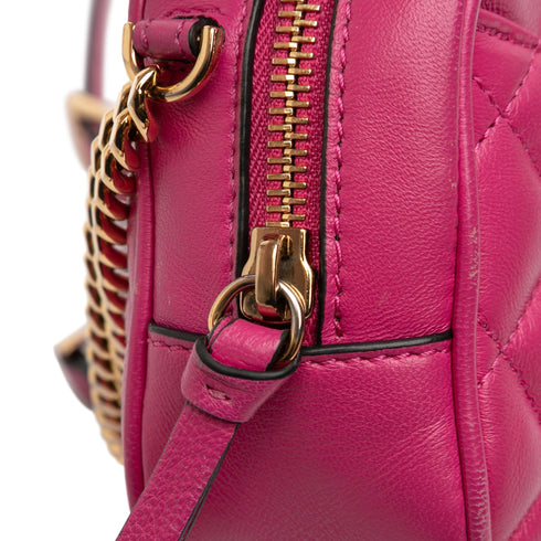 Medusa Icon Front Slip Pocket Camera Bag Quilted Leather Small