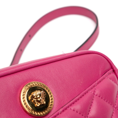 Medusa Icon Front Slip Pocket Camera Bag Quilted Leather Small