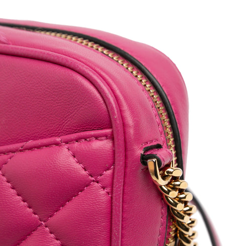 Medusa Icon Front Slip Pocket Camera Bag Quilted Leather Small