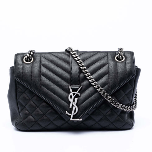 Classic Monogram Slouchy Envelope Satchel Mixed Matelasse Leather Medium