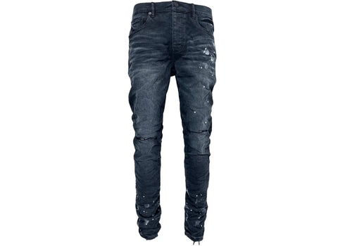 Purple Brand Black Resin Knee Slit Jean Black
