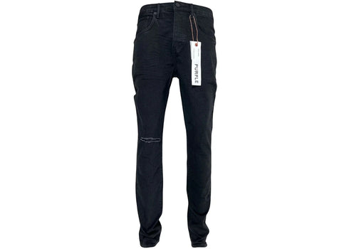 Purple Brand P002-Ndbr825 Knee Slit Rinse Slim Jean Black