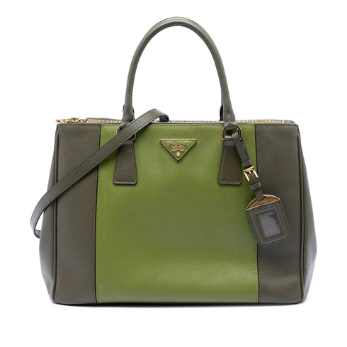 Bicolor Double Zip Lux Tote Saffiano Leather Medium