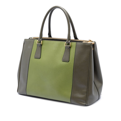 Bicolor Double Zip Lux Tote Saffiano Leather Medium