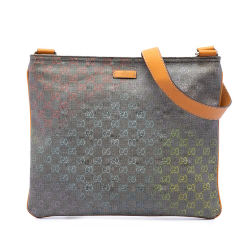 Zip Top Messenger Bag GG Coated Canvas Large