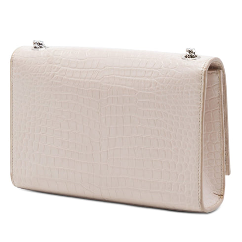 Classic Monogram Tassel Crossbody Bag Crocodile Embossed Leather Small
