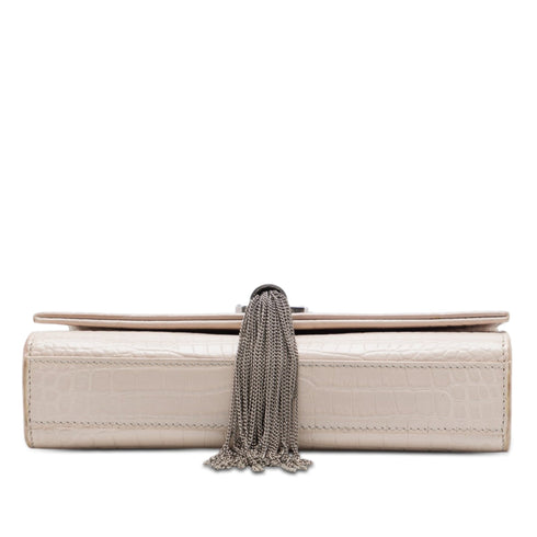 Classic Monogram Tassel Crossbody Bag Crocodile Embossed Leather Small