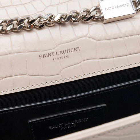 Classic Monogram Tassel Crossbody Bag Crocodile Embossed Leather Small