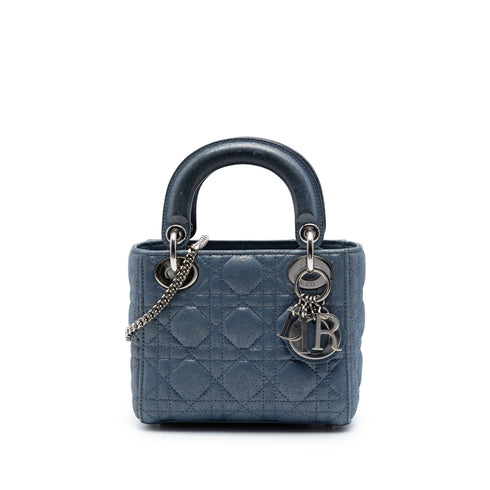 Lady Dior Bag Cannage Quilt Satin with Crystal Charms Mini