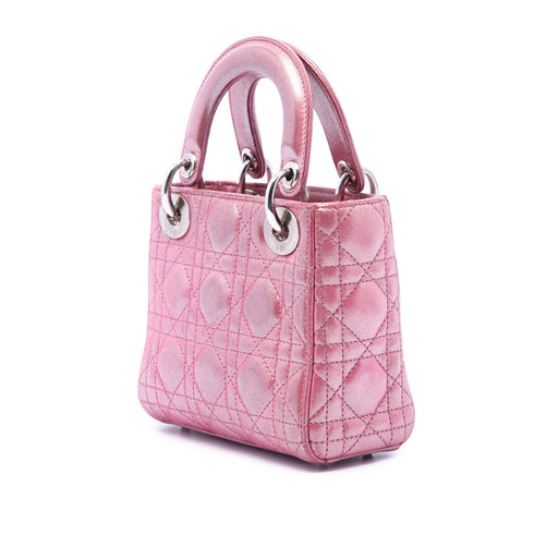 Lady Dior Chain Bag Cannage Quilt Iridescent Leather Mini
