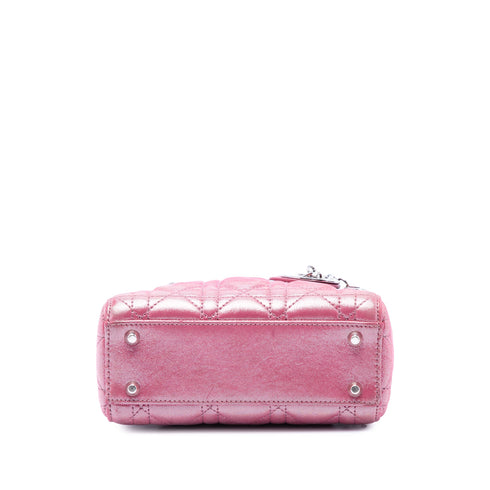 Lady Dior Chain Bag Cannage Quilt Iridescent Leather Mini