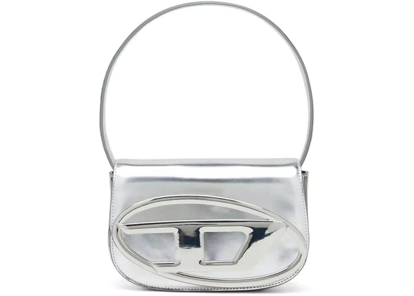 Diesel 1DR Shoulder Bag Mirrored Leather Silver
