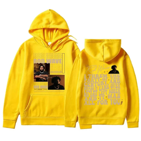 Vintage Casual Cotton Rod Wave Graphic Hoodies