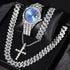 VVS Jewelry 4-Piece Iced Out Watch & Cuban Chain, Bracelet and Cross Bundle Set
