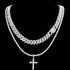 2-Piece Iced Out Bundle: 14MM Cuban + Tennis Cross Chain