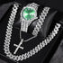 VVS Jewelry 4-Piece Iced Out Watch & Cuban Chain, Bracelet and Cross Bundle Set