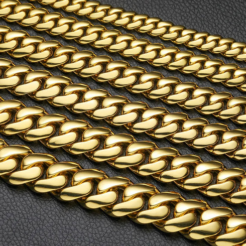 Miami Cuban Link Chain – 18K Gold Plated, 10mm to 22mm