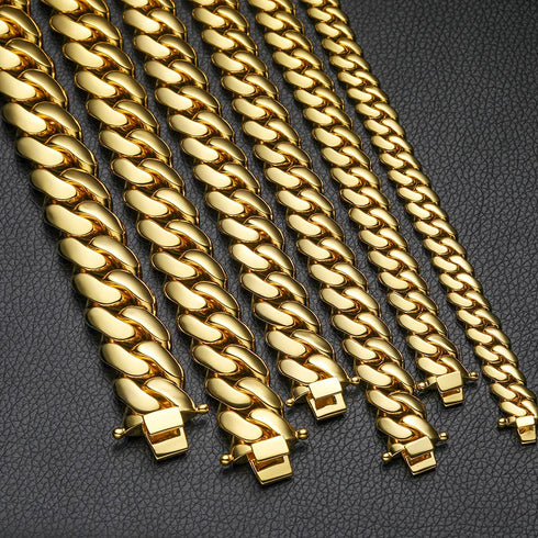 Miami Cuban Link Chain – 18K Gold Plated, 10mm to 22mm