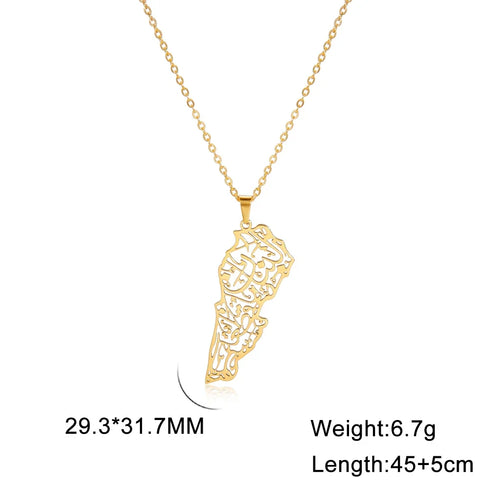VVS Lebanon Map Islam Country Geography Necklace
