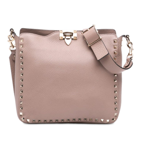 Rockstud Flip Lock Messenger Bag Leather Small