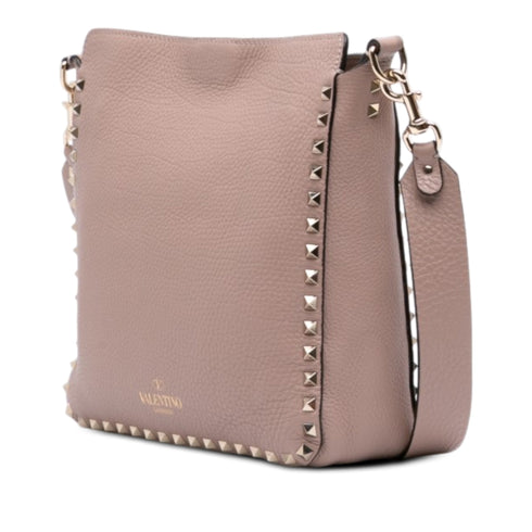 Rockstud Flip Lock Messenger Bag Leather Small