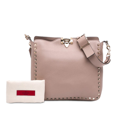 Rockstud Flip Lock Messenger Bag Leather Small